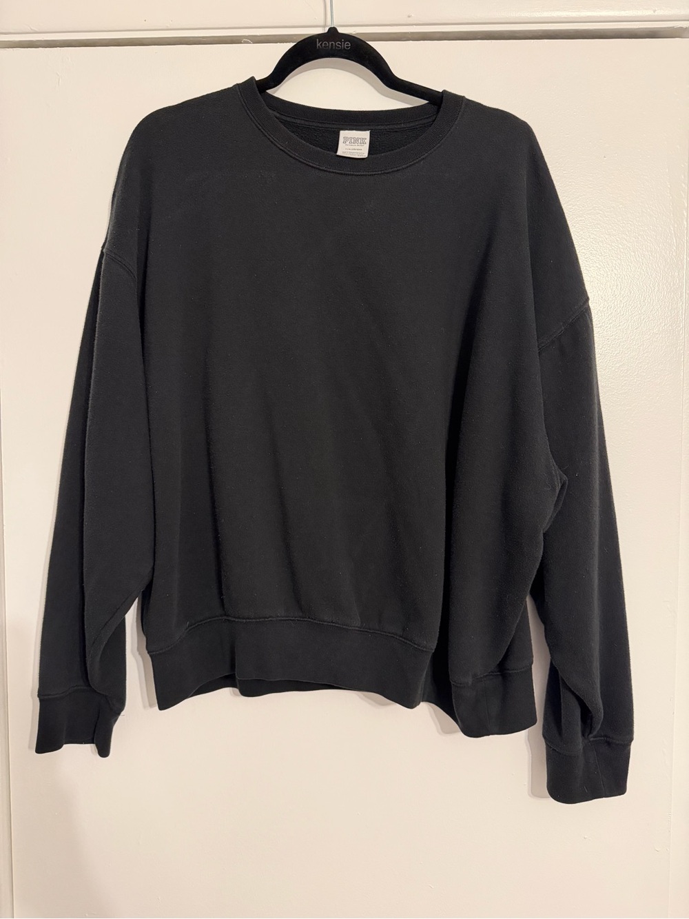 PINK Victoria's Secret Black Crewneck Sweatshirt - Size L